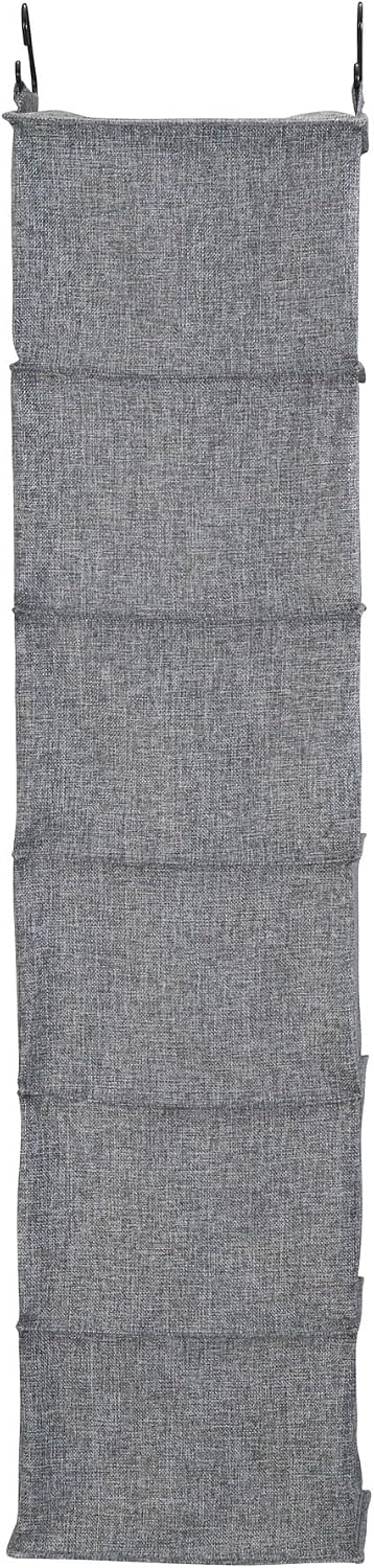 Household Essentials 6 Shelf Hanging Closet Organizer, Hanging Closet Shelf, Fabric Poly Linen and PEVA Shelving
