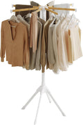 SONGMICS Clothes Drying Rack, Foldable Metal Airer, Bamboo Hanging Rods