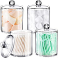 SheeChung 4 Pack Clear Acrylic Qtip Holder with Lids for Bathroom