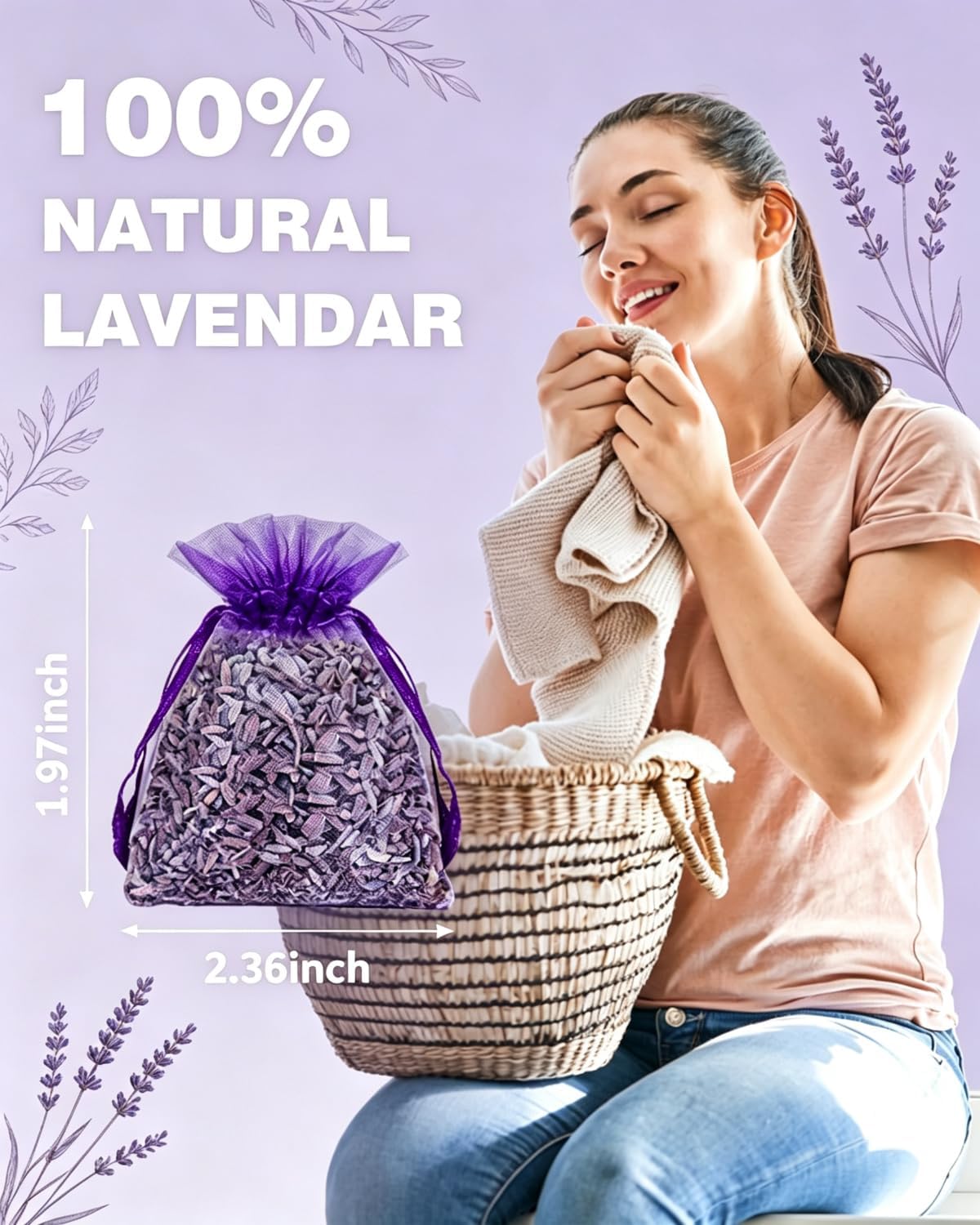 Lavender Sachets (20 Pack) for Drawers & Closets, Home Fragrance