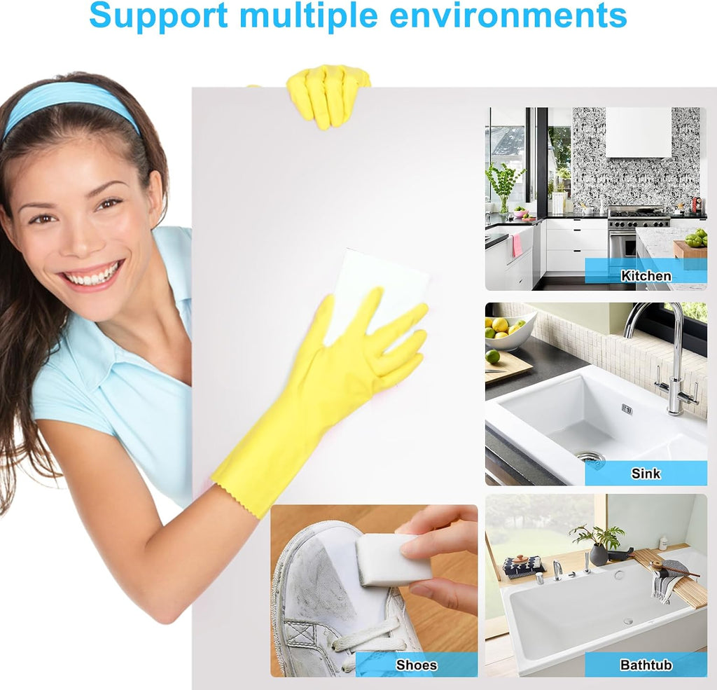 2X Density Magic Sponge Eraser,50 Pack Multi-Functional Household Cleaning Sponge for Furniture,Extra Thick and Long Lasting Melamine Cleaning Sponges for Bathroom,Floor, Wall Cleaner (50)