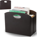 WRINGKIT Leather Magazine File Holder, Foldable Magazine Basket with Handle