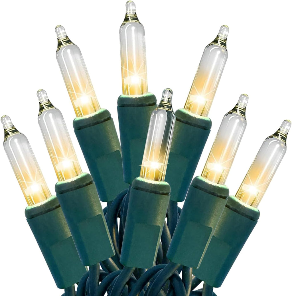 HISHINY Christmas Lights 100 Count Clear Christmas Tree Lights String with Green Wire for Outdoor Indoor Christmas Decorations Wedding Decorations Valentines Day Decor,UL Certified (21feet)