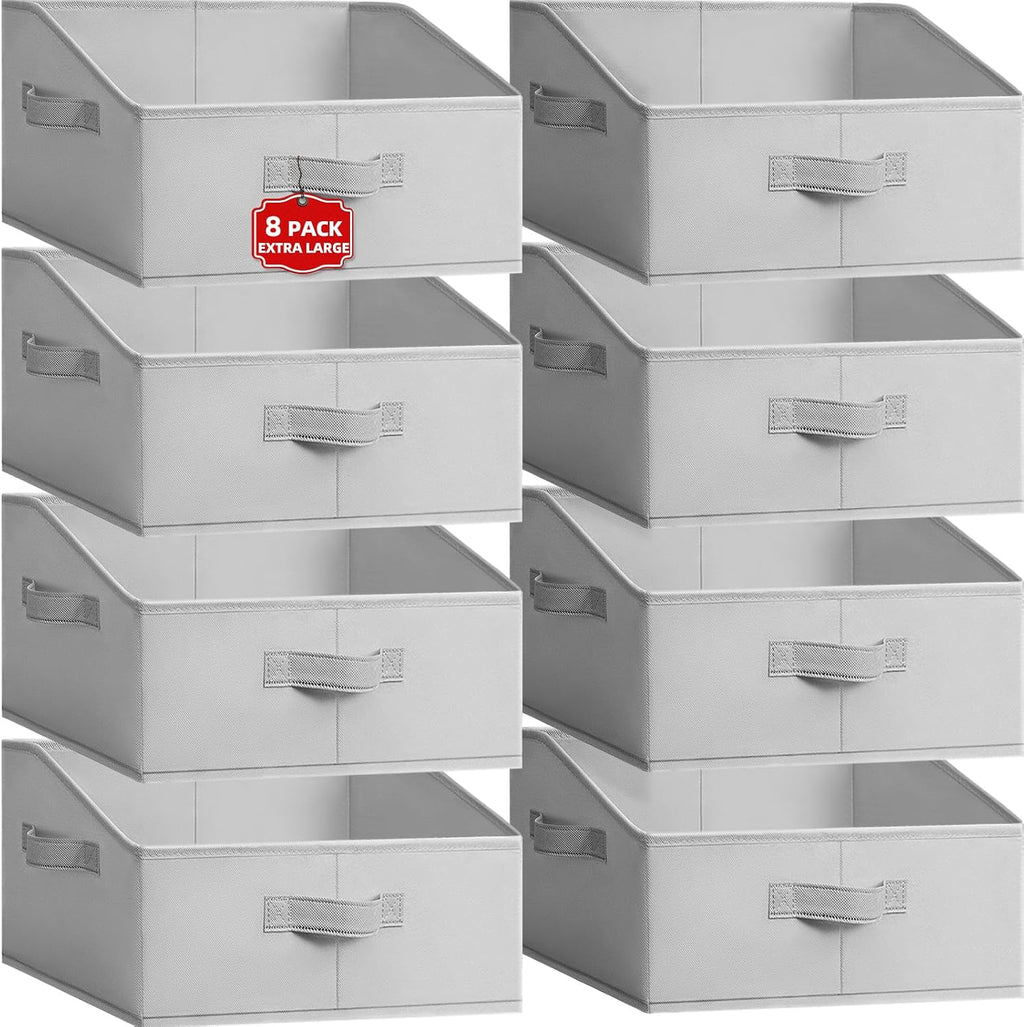 Extra Large Closet Organizers Bins 8 Pack - Blanket Basket for Organizing/ Home Clothes Storage Bins for Jeans/ Toy Organizers for Nursery/ Wardrobe Shelf Closet Organization for Purse Hats Towel