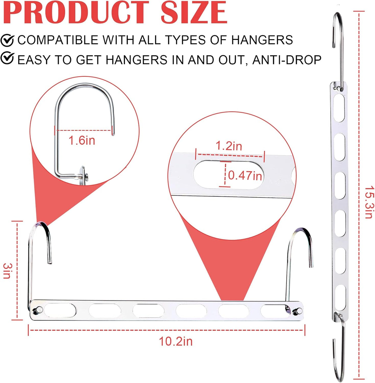 8 Packs Space Saving Hangers for Closet: Collapsible Closet Organizer