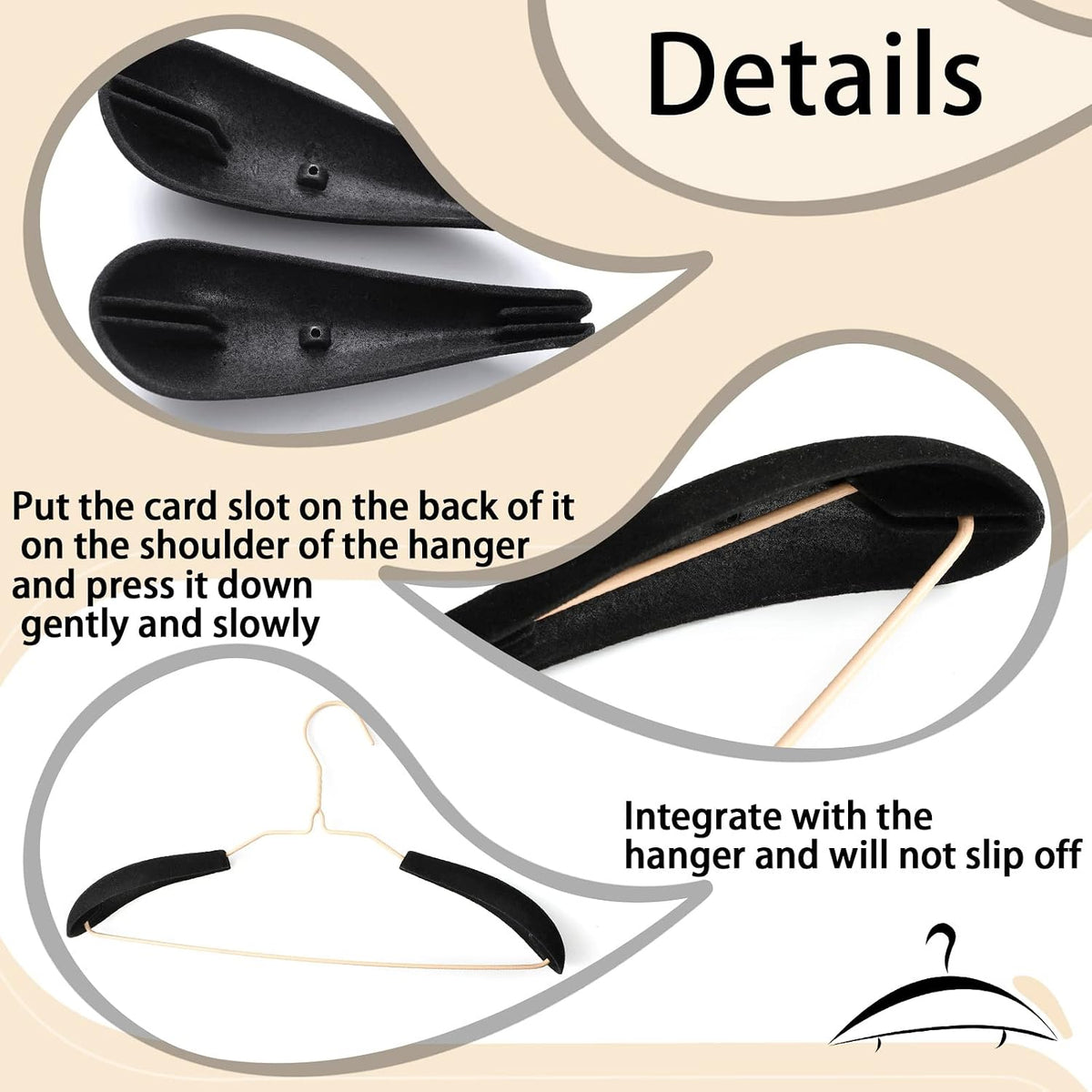 Qunclay 8 Pcs Velvet Hanger Shoulder Pads Black Form Pads Shaper Protectors