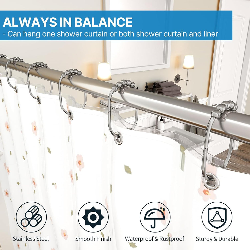 MENGJINGO Shower Curtain Hooks, Decorative Rust Proof Shower Curtain Rings