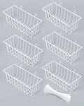 White Wall Grid Panel Hanging Wire Basket, 6 Pack