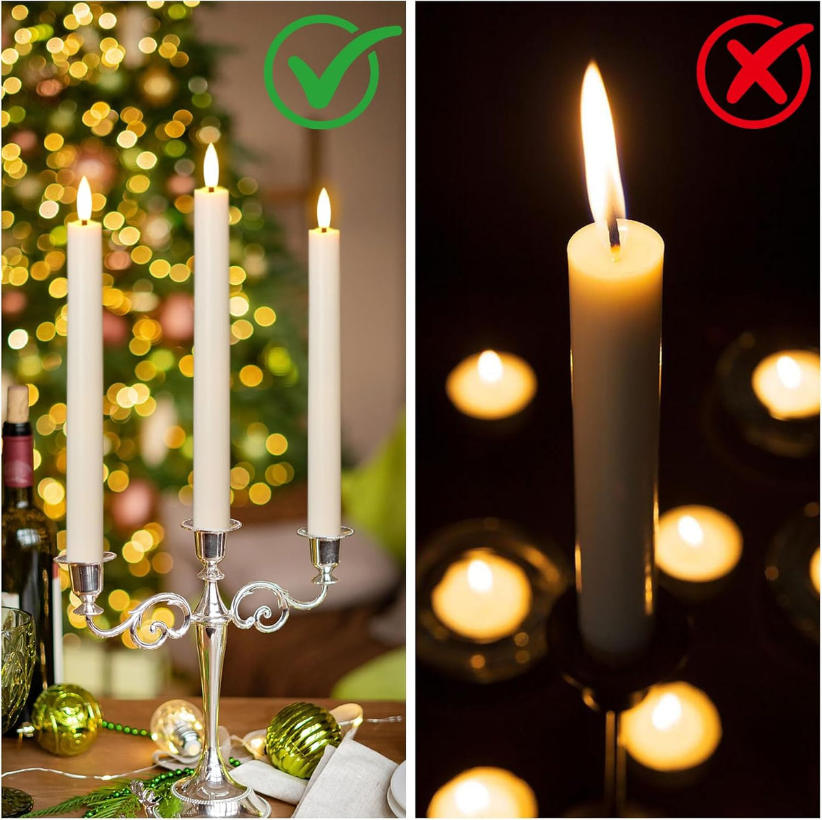 Wondise 2 Pack Flameless Taper Candles with Remote Timer
