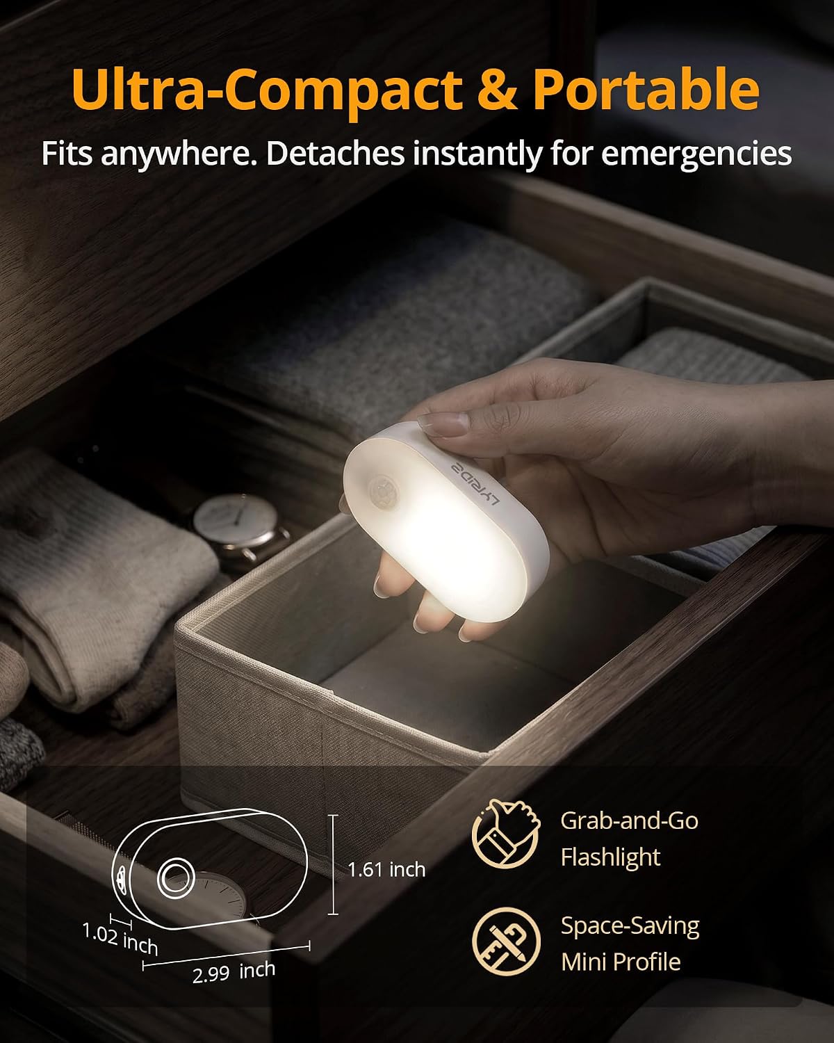 Lyridz Rechargeable Battery Night Light with Motion Sensor, Portable, Auto-Off, Dimmable for Bathroom, Bedroom, Kitchen, Stairs, Hallway, Pets, Travel, 4-Pack, Cool White