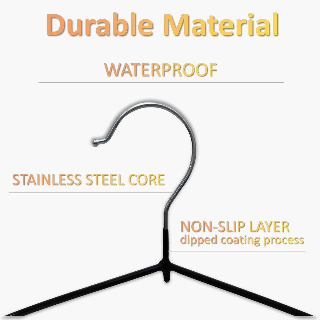 Stainless Steel Rubber Hangers 32-Pack, Heavy Duty Non-Slip Ultrathin Black