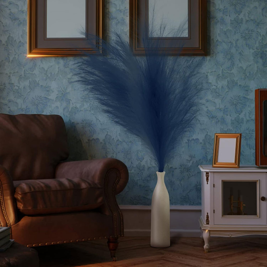 ONECIRCLE Dried Pampas Grass,Faux Pampas Grass with 3 pcs of 43'' sterm Suitable for Boho Decor(Blue)