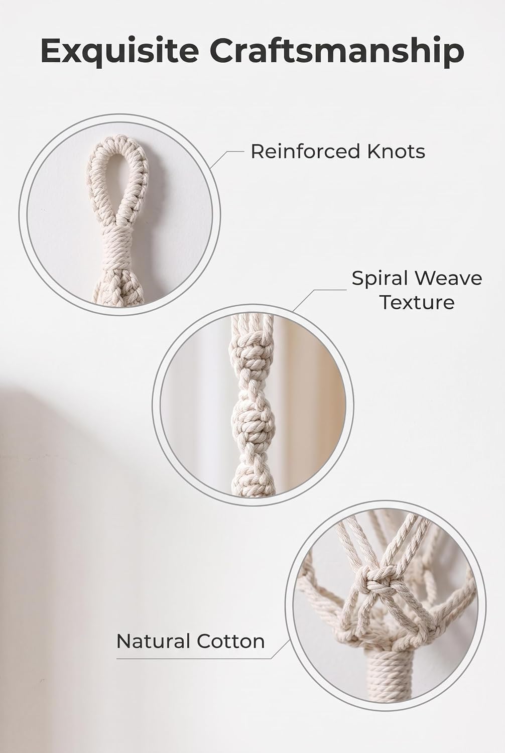 Macrame Plant Hanger for Indoor and Outdoor Plants,42", Ivory,1PCS