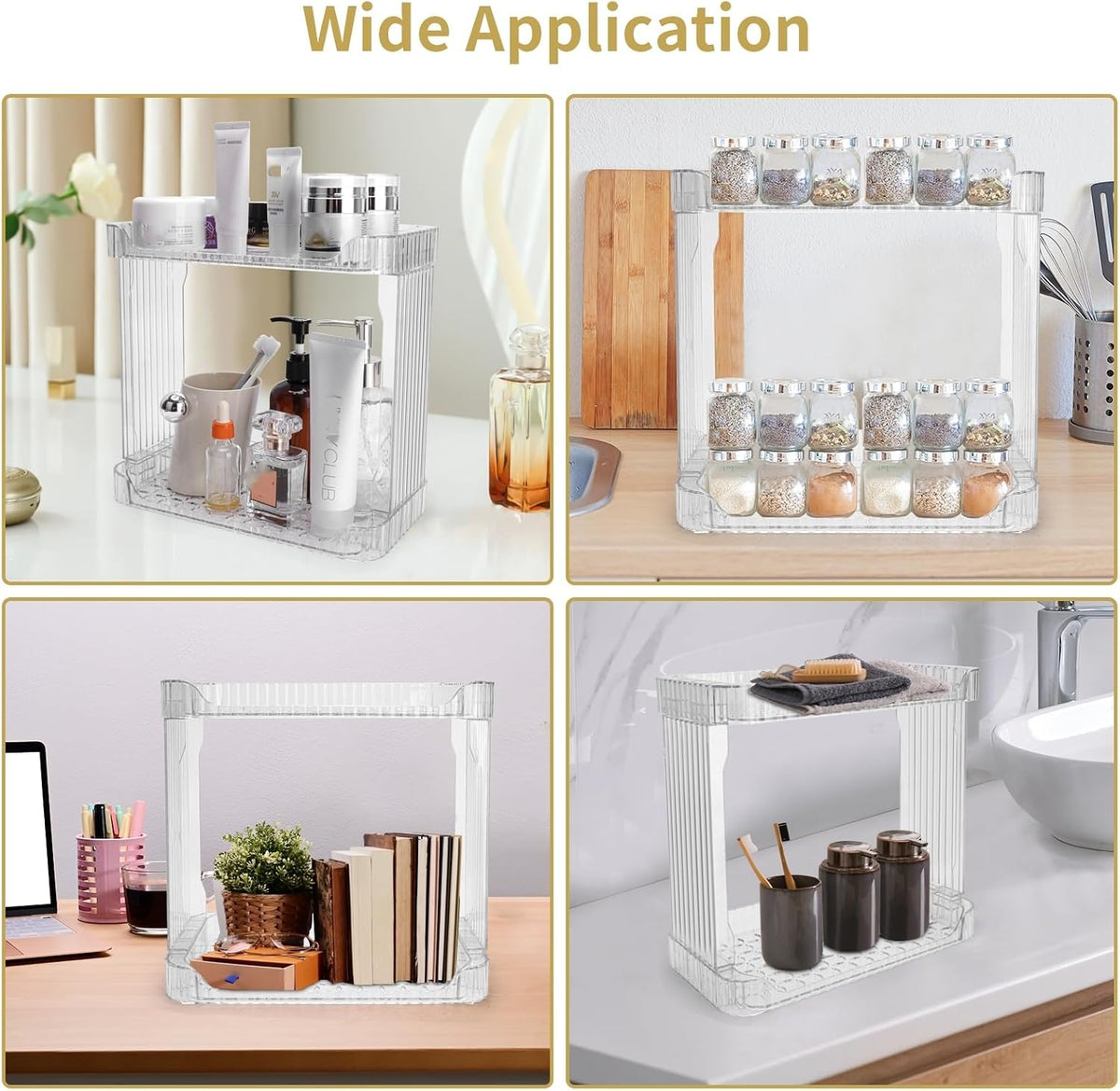 Ayswupt Acrylic 2 Tier Bathroom Counter Organizer,Makeup Organizer for Vanity,Clear Organizer Shelf for Kitchen Sink Countertop Storage,Perfume Tray for Dresser,Decor Tray for Skincare Cosmetics