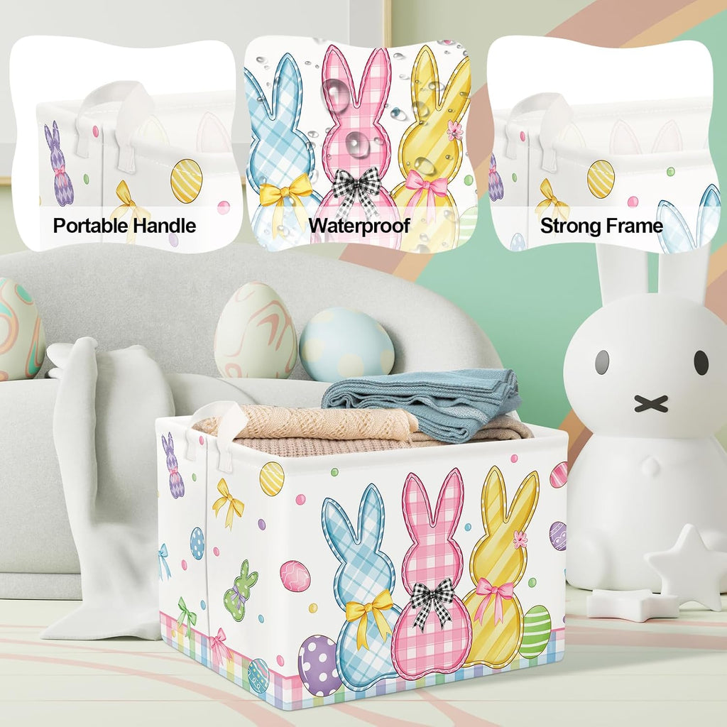 Clastyle Easter Rabbit Cross Kid Storage Basket Baby Laundry Hamper, 36L