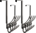 Dseap Over Door Hook 2.0 - Upgraded Version - Simple-Assembly, Strong, Heavy-Duty Stainless Steel 5-Tri-Hook Over The Door Hanger Rack, SimpleStrong Series, Grey, Pack of 2