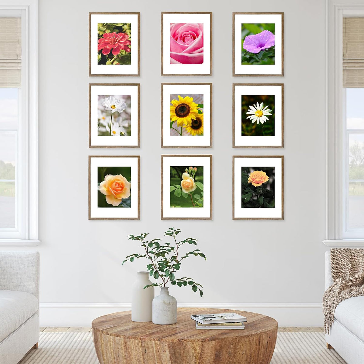 JCJMY 18 Packs 11x14 Picture Frames, Display 8x10 with Mat or 11x14 Without Mat, Gallery Wall Frame Set, 11 by 14 Frames Bulk Set of 18 Collage Wall Decor Photo Frames for Wall Hanging, Rustic Brown