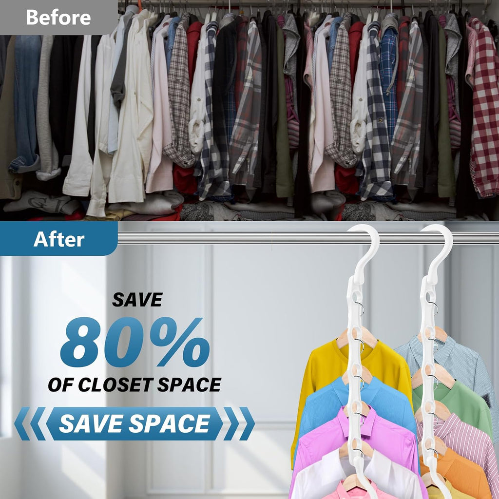 24 Pack Hangers Space Saving Magic Plastic Hanger Organizer White