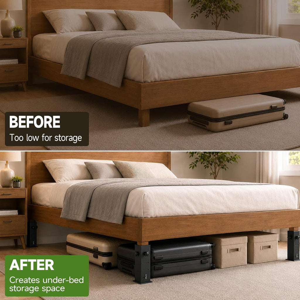 Heavy Duty Dorm Bed Risers Extenders, Fits Bed Legs 1.5" to 2.2" Diameter