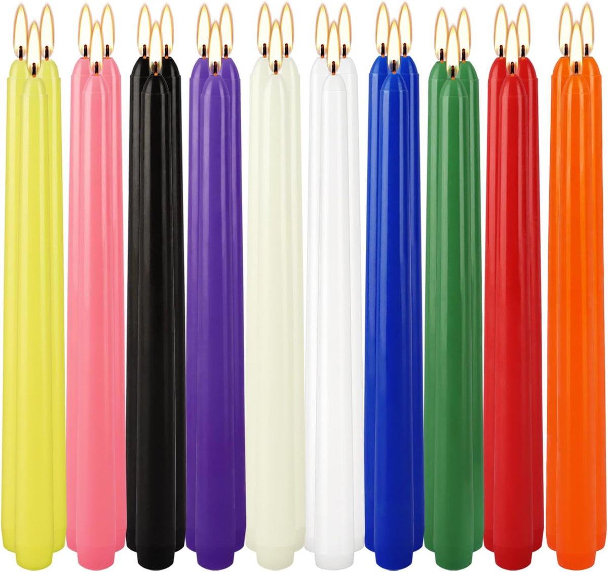 30 Pack 10 inch Assorted Color Spell Taper Candles –Unscented Dripless,Taper Candles for Rituals, Prayer, Birthdays, Meditation, Altar, Spells, Chime Candles - Ideal for Witches-10 Colours.