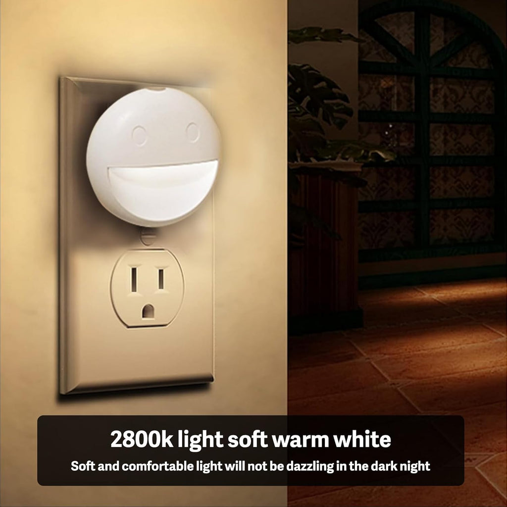 VAVOFO Plug in Night Light, 4 Pack, Smiley Face LED, Daylight White