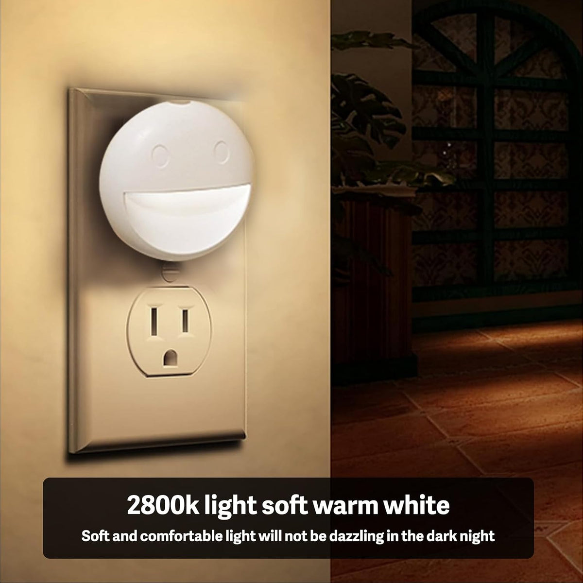 VAVOFO Plug in Night Light, 4 Pack, Smiley Face LED, Daylight White