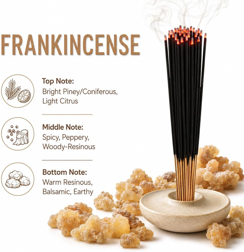Frankincense Incense Sticks 11" - 1 Bundle 85 to 100 Sticks - Smooth and Clean Long Burn Time, 45 to 60 Minutes.