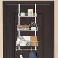ETELI Over The Door Storage Organizer with 3 Mesh Baskets and 5 Hooks Heavy Duty Pantry Door Organizer Back of Door Storage Rack for Bathroom, Kitchen, Office, White