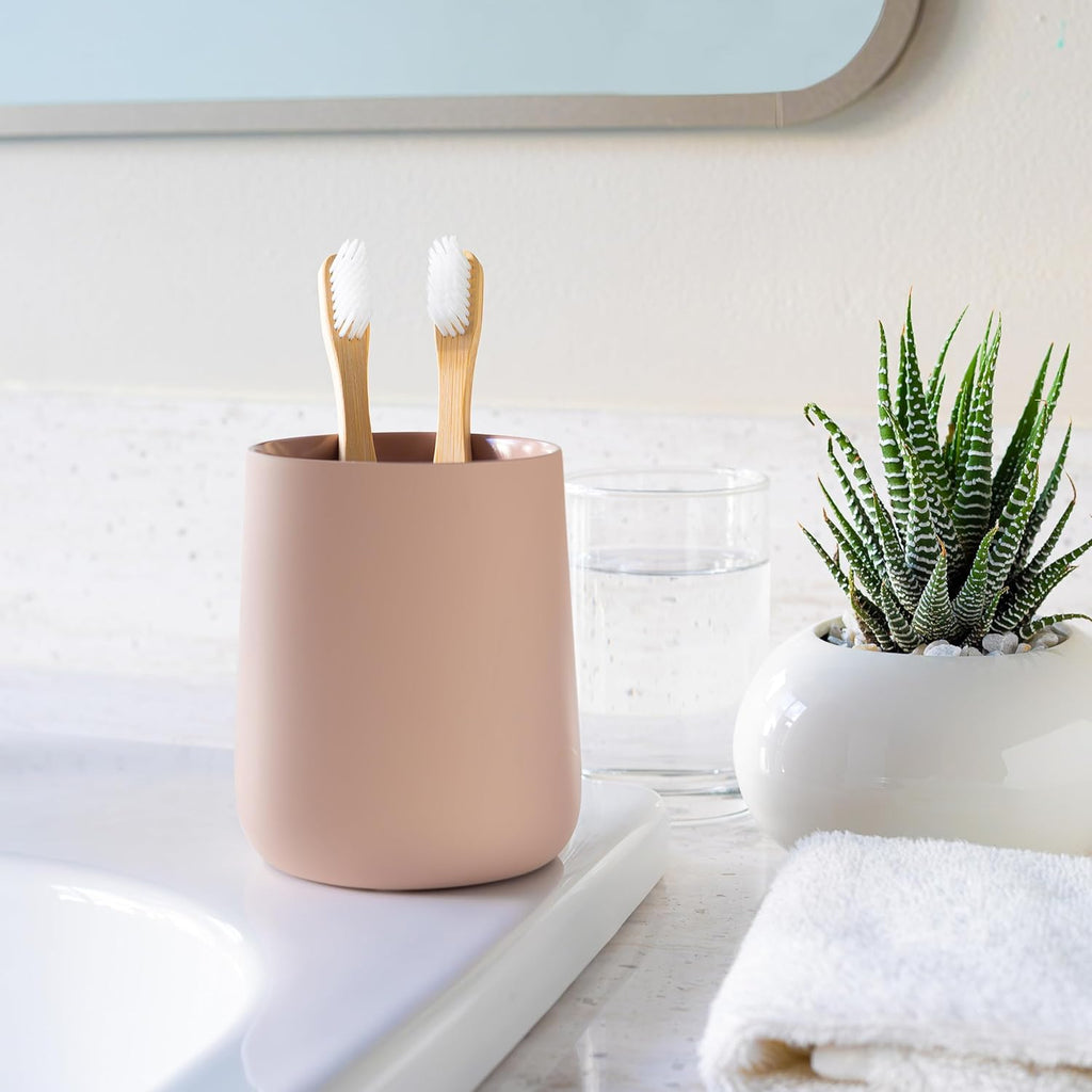 Yew Design Matte Pink Bathroom Toothbrush Holder Cup - Round