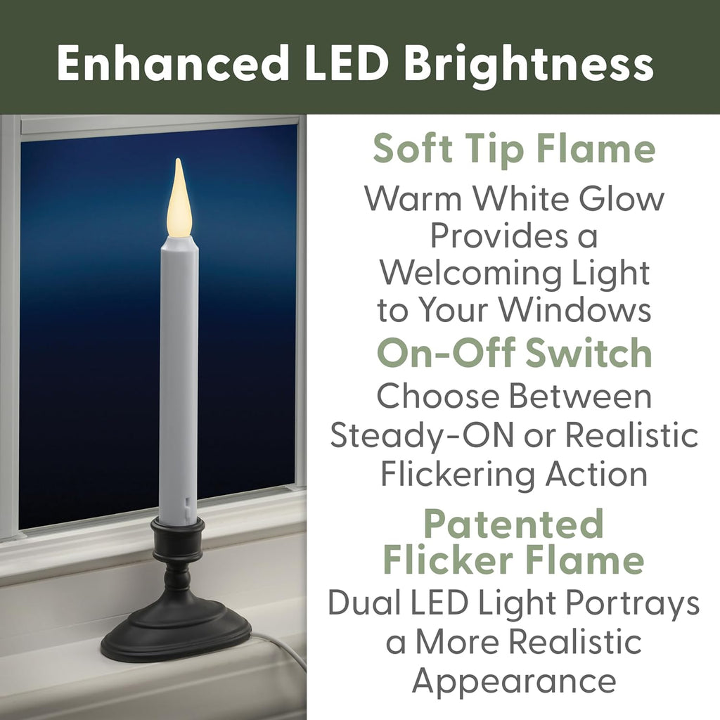 612 Vermont LED Electric Window Candles with Sensor Dusk to Dawn