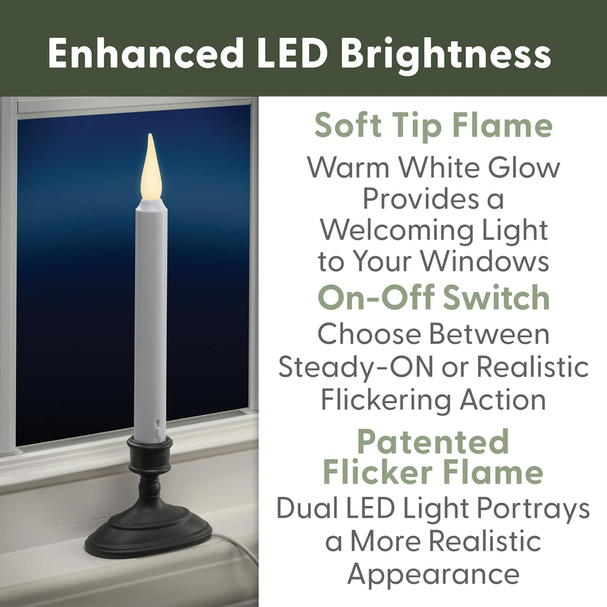 612 Vermont LED Electric Window Candles with Sensor Dusk to Dawn