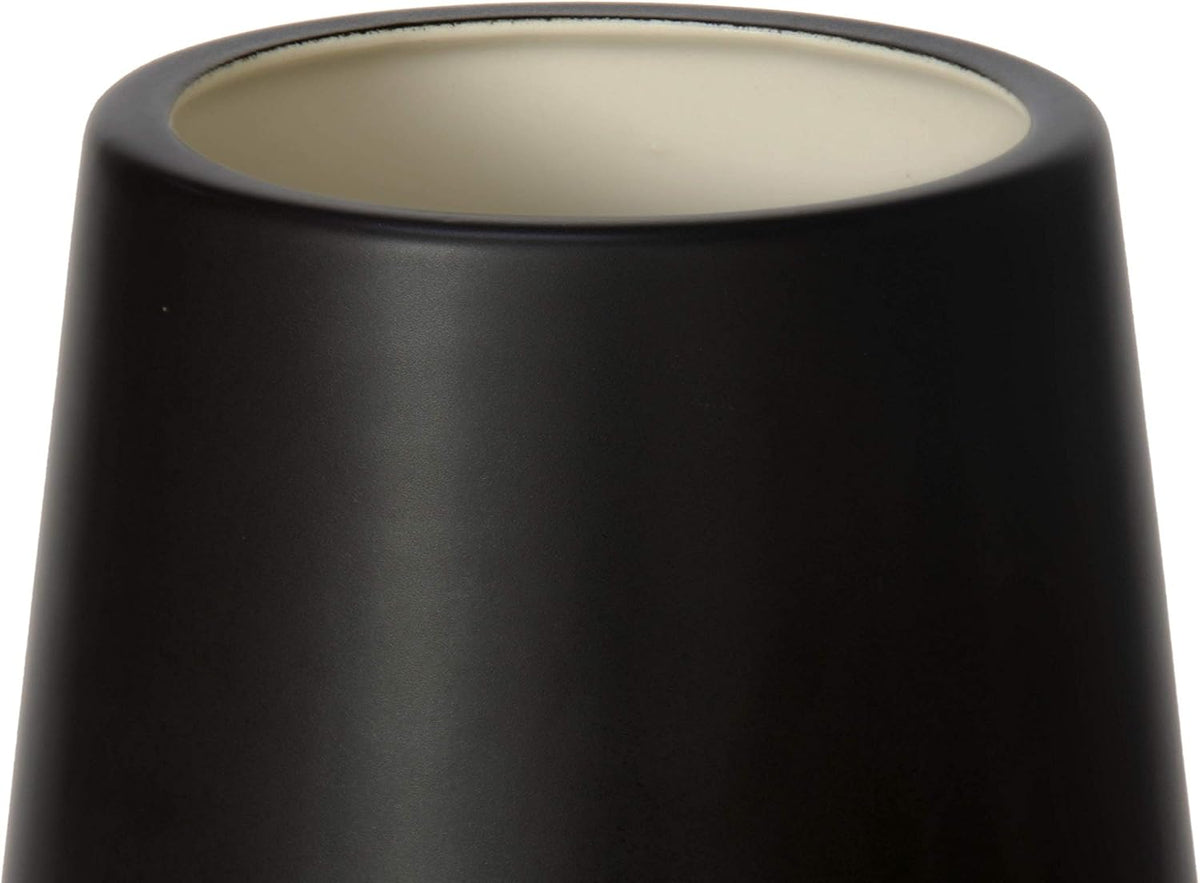 D'vine Dev 12 Inch Ebony Black Elegant Oval Ceramic Vase for Flowers, Home Décor Vase with Design Box, VS-LD-C-5