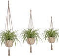 EBOOT 3 Pack 33 41 48 Inch Macrame Plant Hanger, Linen Color, 4 Legs
