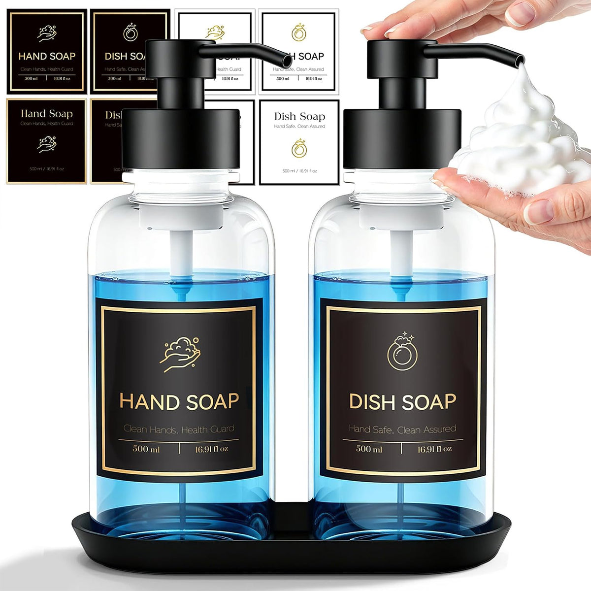 16.9 Oz Clear Glass Foaming Soap Dispenser, 2 Pack(Clear)