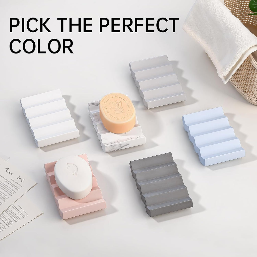 Bar Soap Holder Diatomite Soap Dish Sponge Caddy, Light Grey