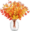 MEILIDY Artificial Eucalyptus Stems, Faux Foliage Branches, Orange, 12 Pcs