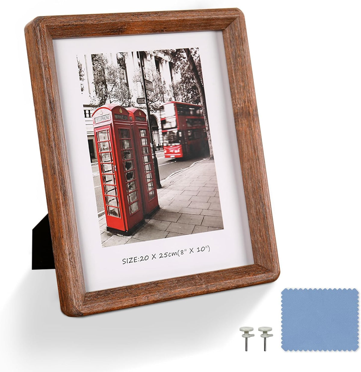 8x10 Wood Picture Frame,Rustic Barn Wood with Clear Tempered Glass