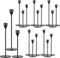 18 Pcs Black Tall Taper Candle Holders, 3 Sizes, Fits 3/4" Candles