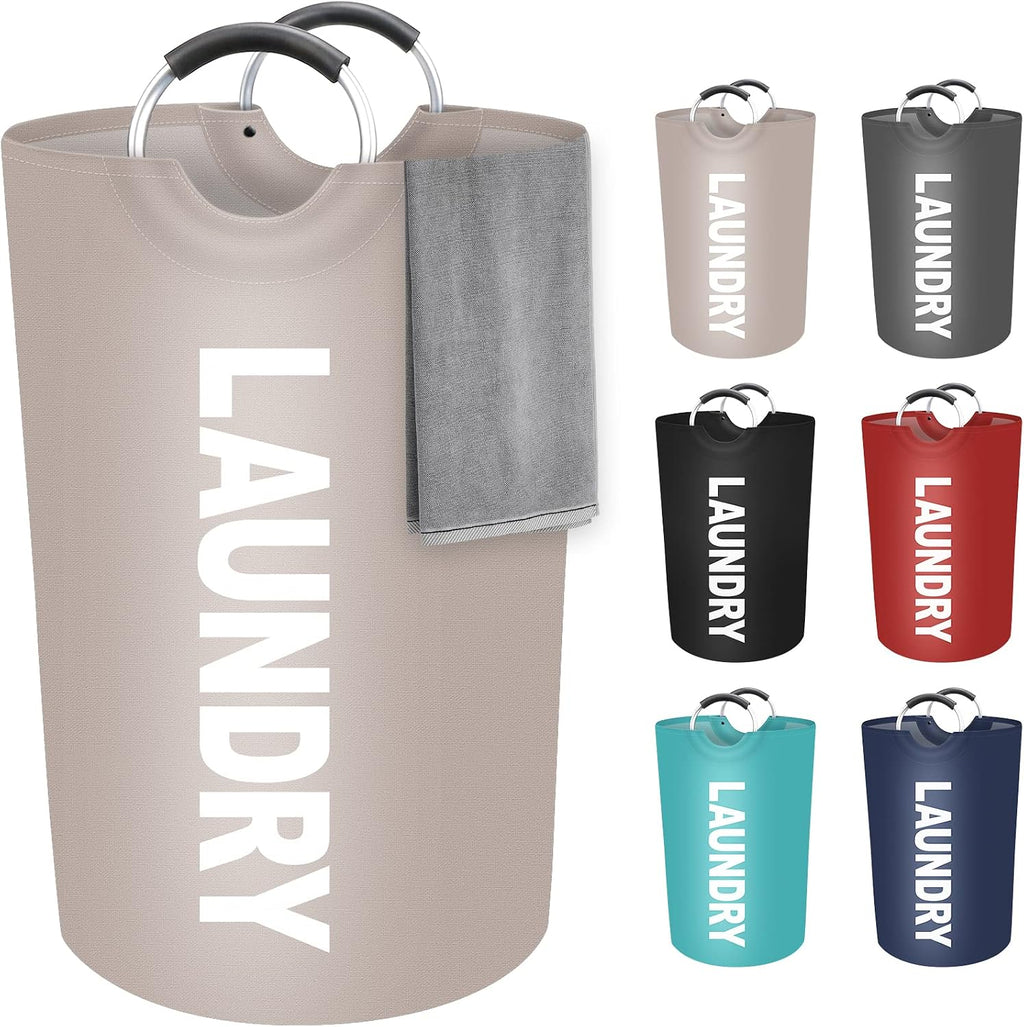 115L Large Laundry Basket, Dirty Clothes Waterproof Laundry Hamper, Khaki