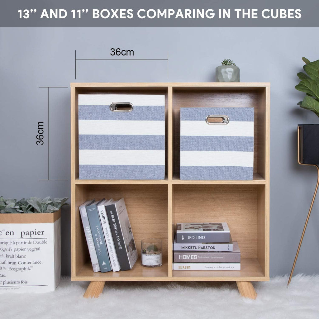 13x13x13 Storage Cubes Bins,Collapsible Fabric Bins 4Pack,Blue-white