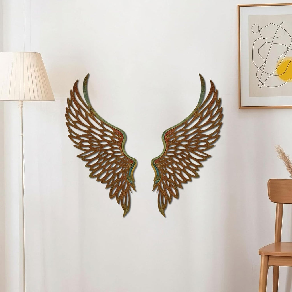 DUOOLN Angel Wings Metal Wall Decor Art, Abstract Butterfly Sculpture-Gold