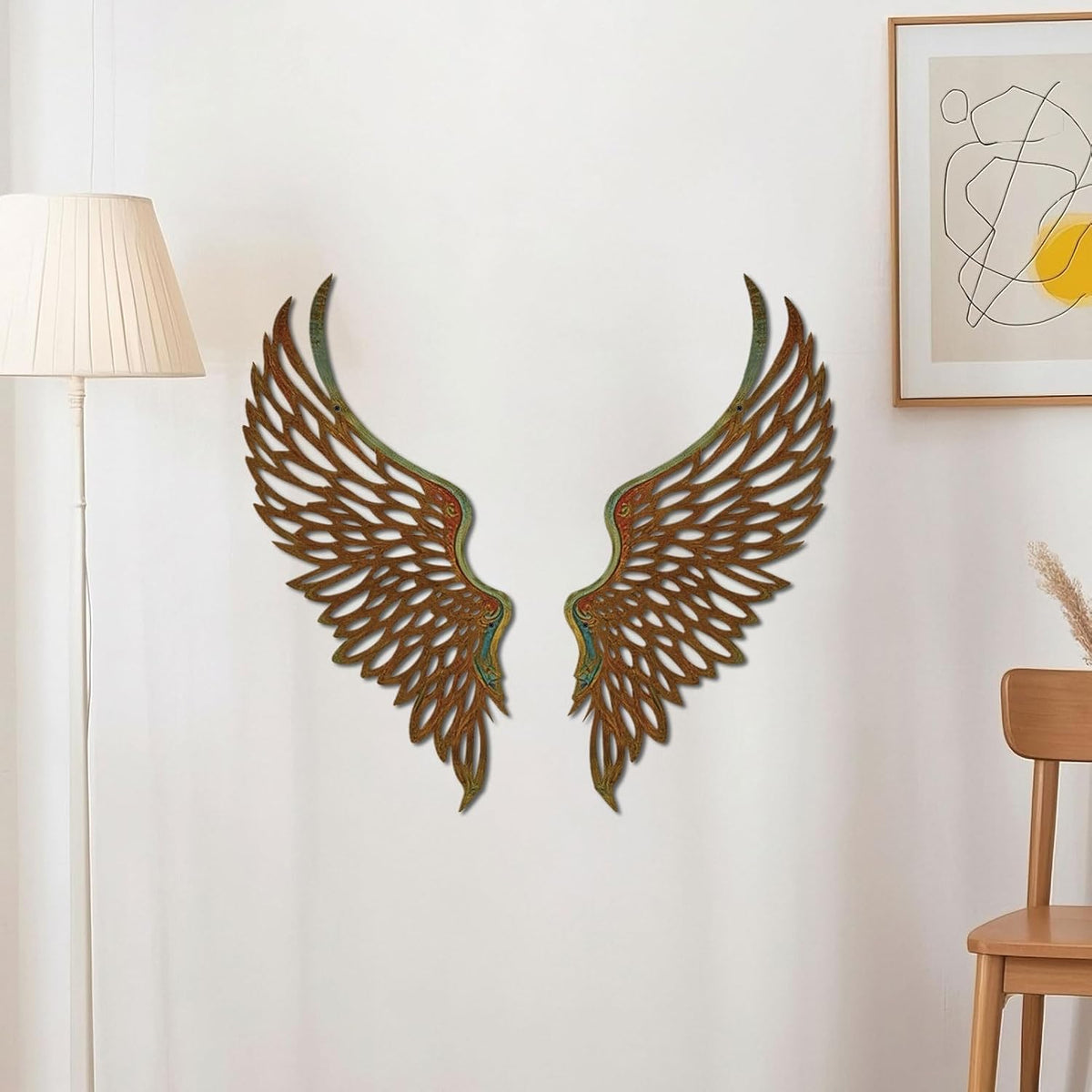 DUOOLN Angel Wings Metal Wall Decor Art, Abstract Butterfly Sculpture-Gold