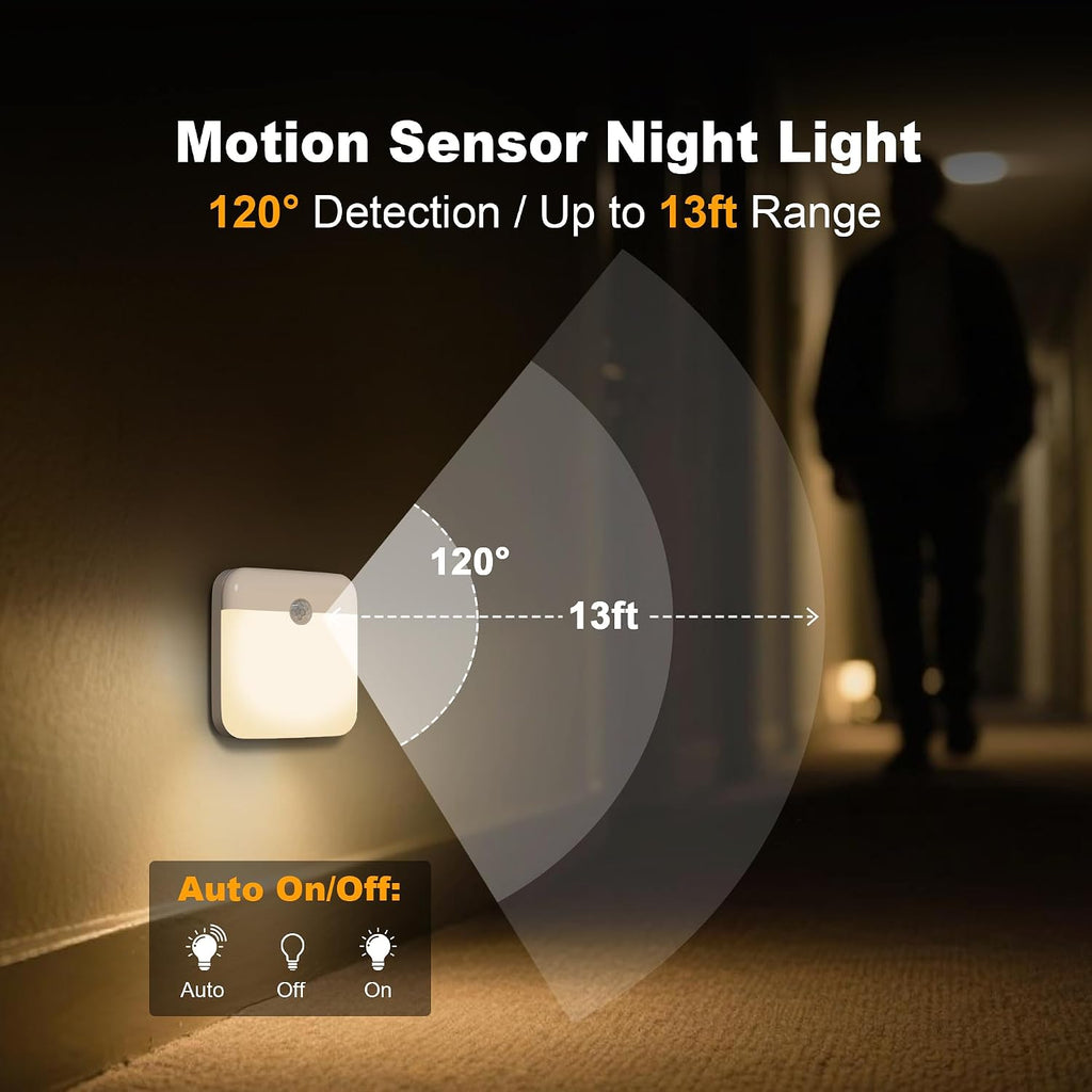 LED Sensor Night Light 2-Pack with Dusk Sensor and Motion Sensor, Rechargeable, Battery-Powered, Warm White, for Bedroom, Stairway, Closet