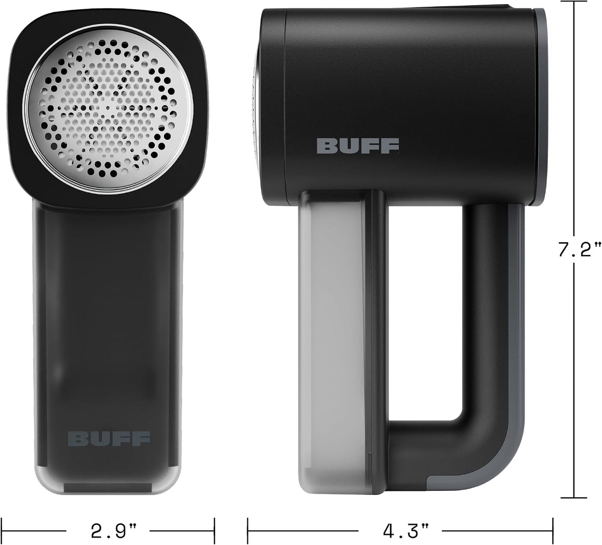 BUFF Fabric Shaver + Lint Remover, Sweater Defuzzer with 3 Motor Speeds, Remove Pills from Blankets, Couch, Clothing, Furniture, Stainless Steel Blade, USB-C Rechargeable – Black