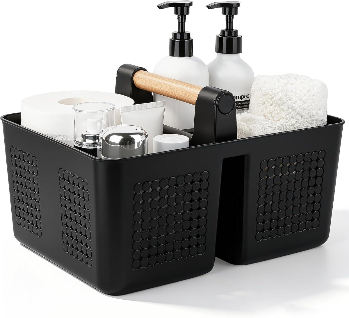 Portable Shower Caddy Basket Plastic Caddy Organizer with Handle Black