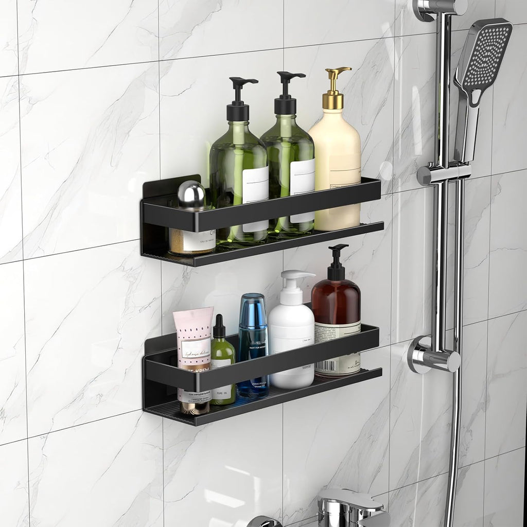 Aluminum Shower Caddy 2-Layers (11.8in) No Drill Shower Shelves