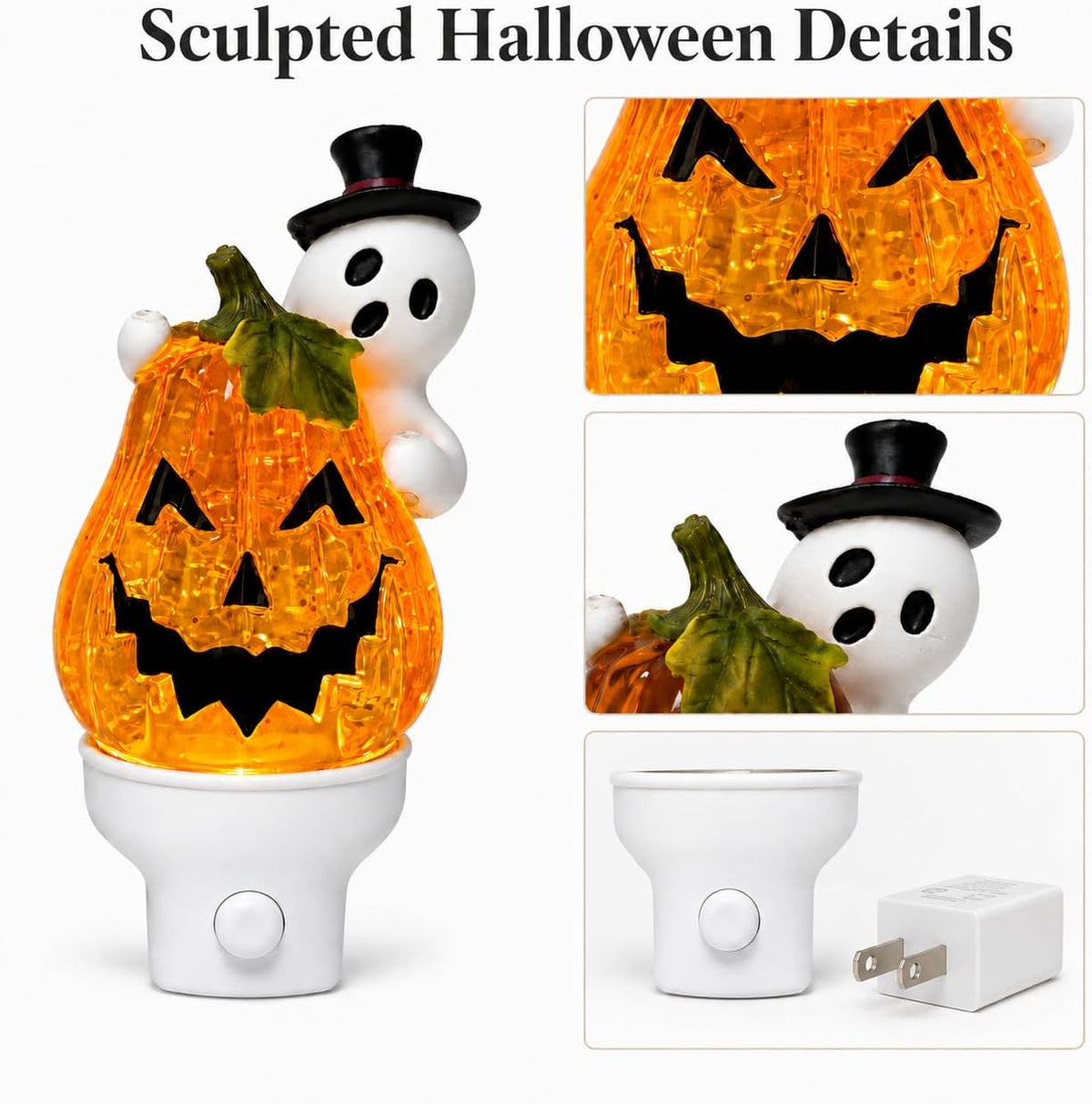 Halloween Ghost Pumpkin Water Spinner Plug-In Wall Night Light