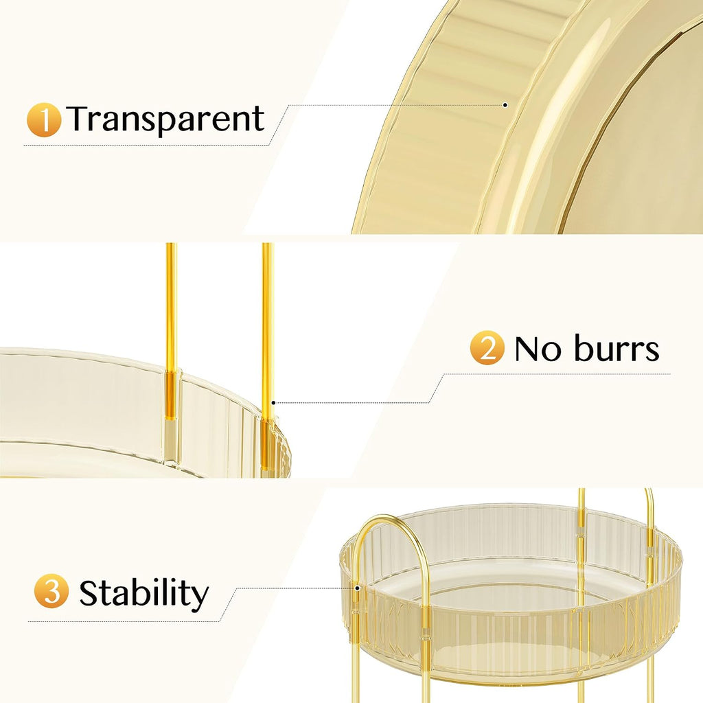 Rotating Makeup Organizer Countertop, 3 Tier, Gold