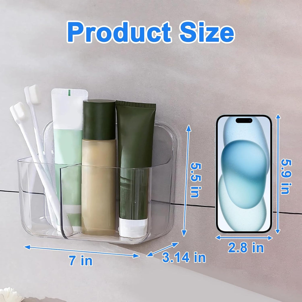 Diesisa Wall Mount Organizer, Adhesive Shelf, 2 Compartments Wall Shelves