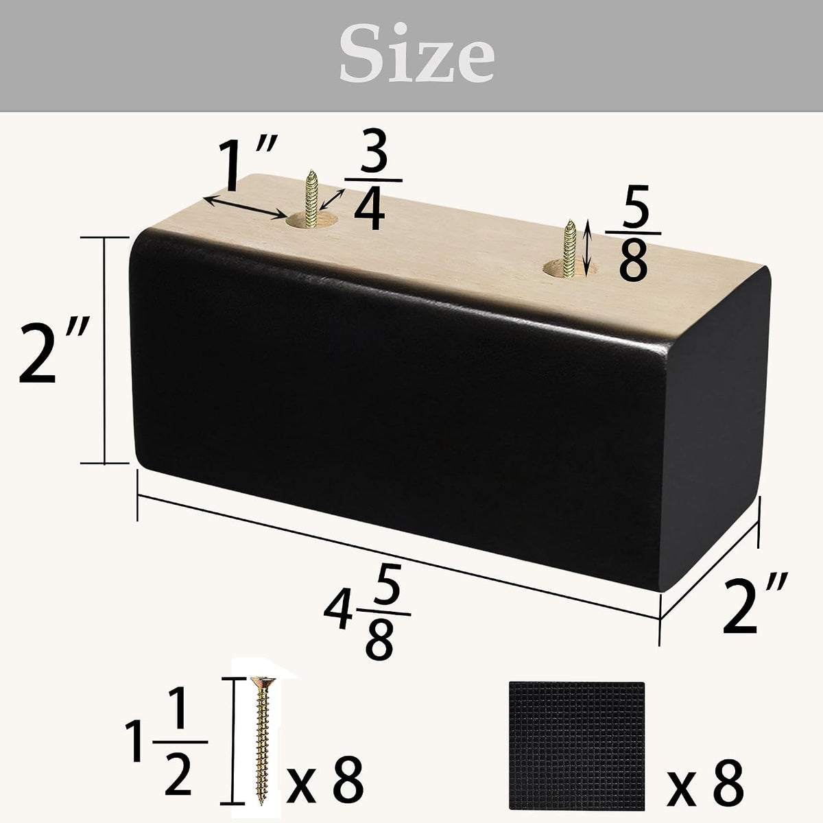 Wood Bed Risers (Black, 2 inch)